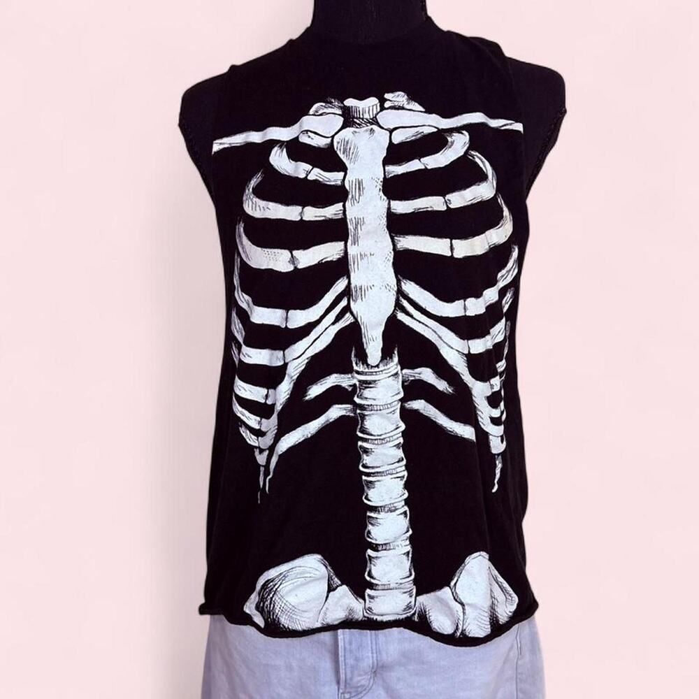 Black Skeleton M Women's top Goth emo punk